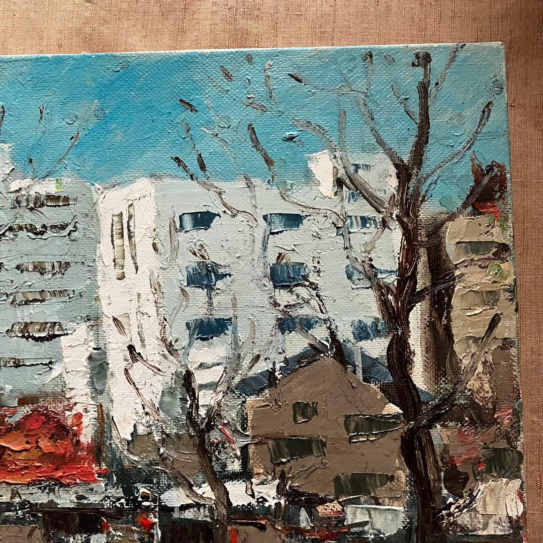 西岡清史　御堂筋にて　大阪　油彩　油絵　額なし