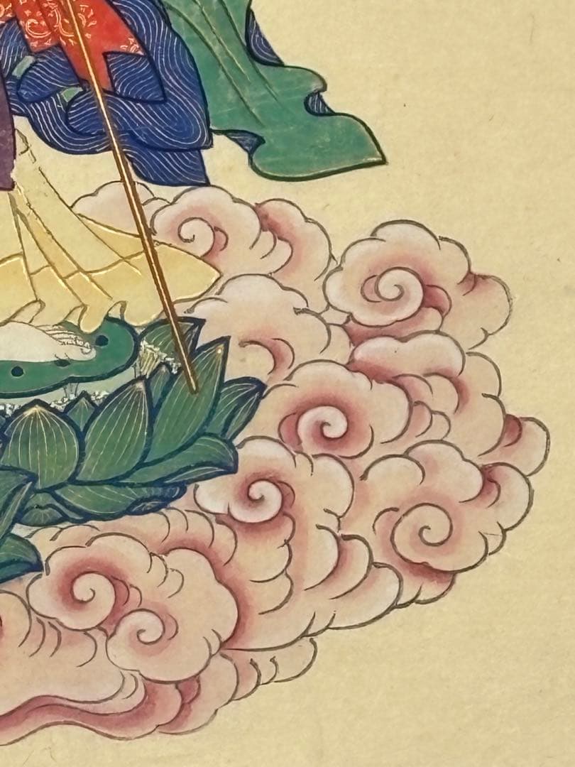 極彩色木版画 地蔵菩薩像」江戸時代 木版図 1枚|仏教美術