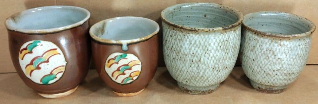 【本物保証】島岡達三 赤繪,象嵌夫婦湯呑 共箱★2セット 人間国宝 美品 益子焼
