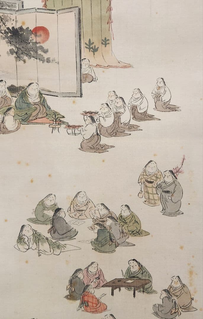 【お多福/百福年中行事図】土屋暁春 727 双幅 お福さん 正月 掛け軸　肉筆