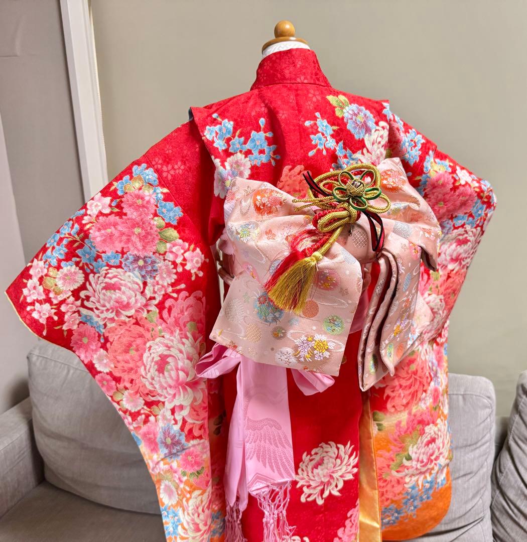 7歳七五三　セット　赤系着物　② 草履なし