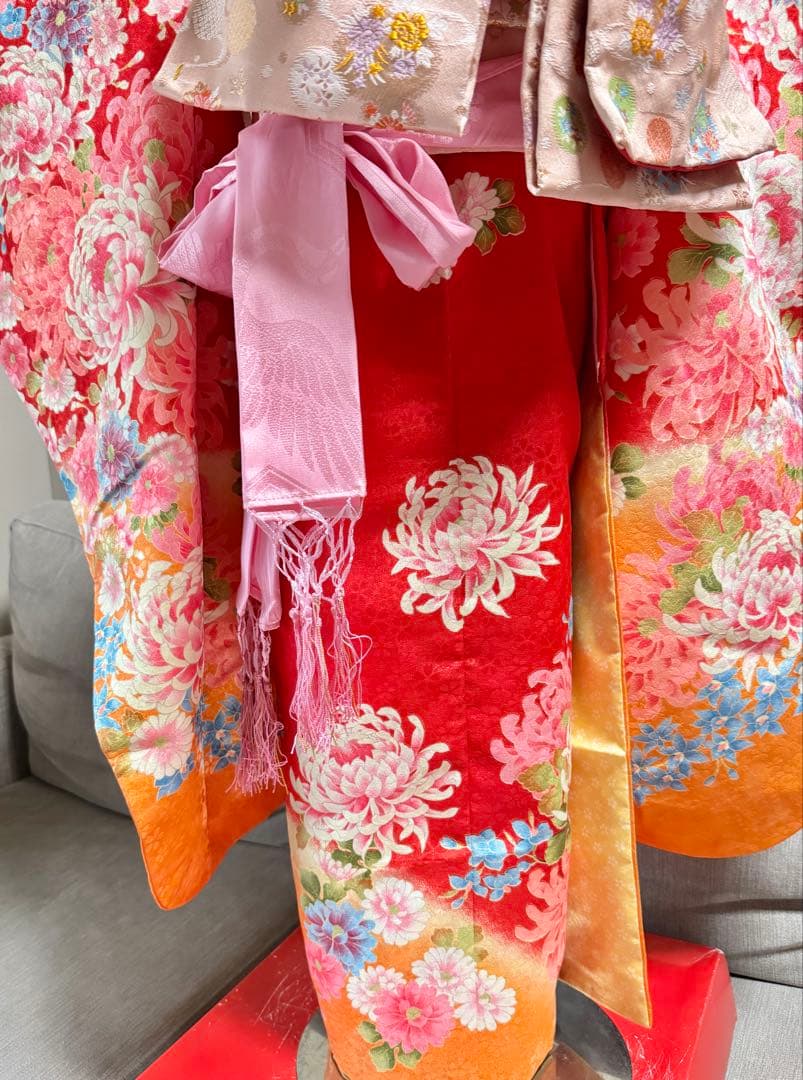 7歳七五三　セット　赤系着物　② 草履なし