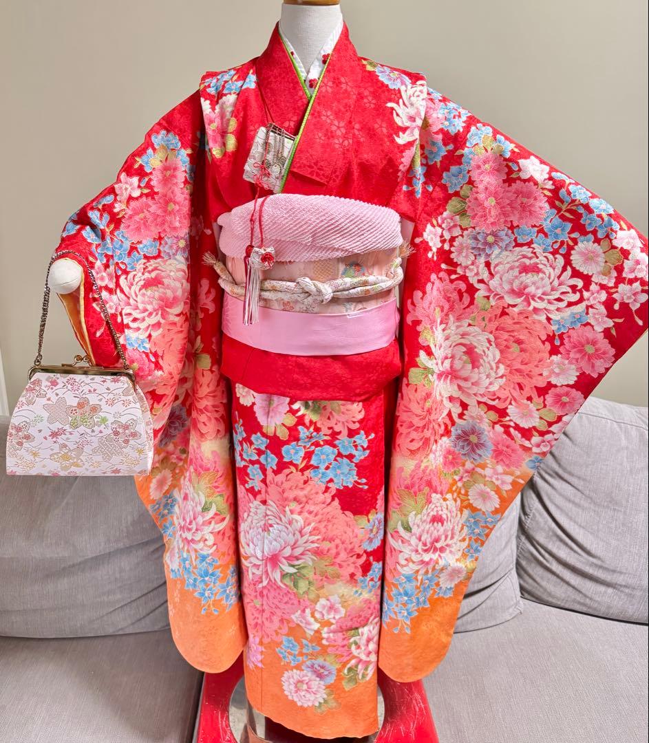 7歳七五三　セット　赤系着物　② 草履なし