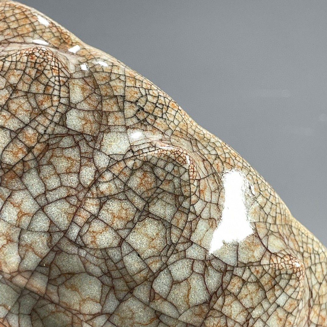 宋官窯氷割れ片支釘洗 筆洗 書道具 文房具 現代工芸品