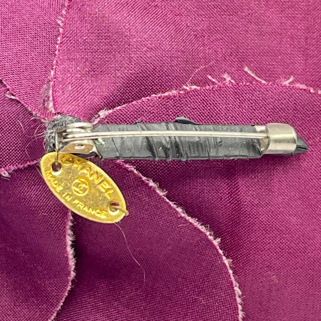 CHANEL シャネル カメリアコサージュ ピンブローチ ベロア Pバイオレット