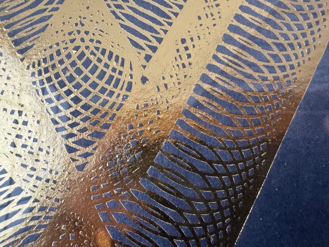 八田豊 版画 現代アート 箔押し ゴールド 木製額縁 箱有り 美術品