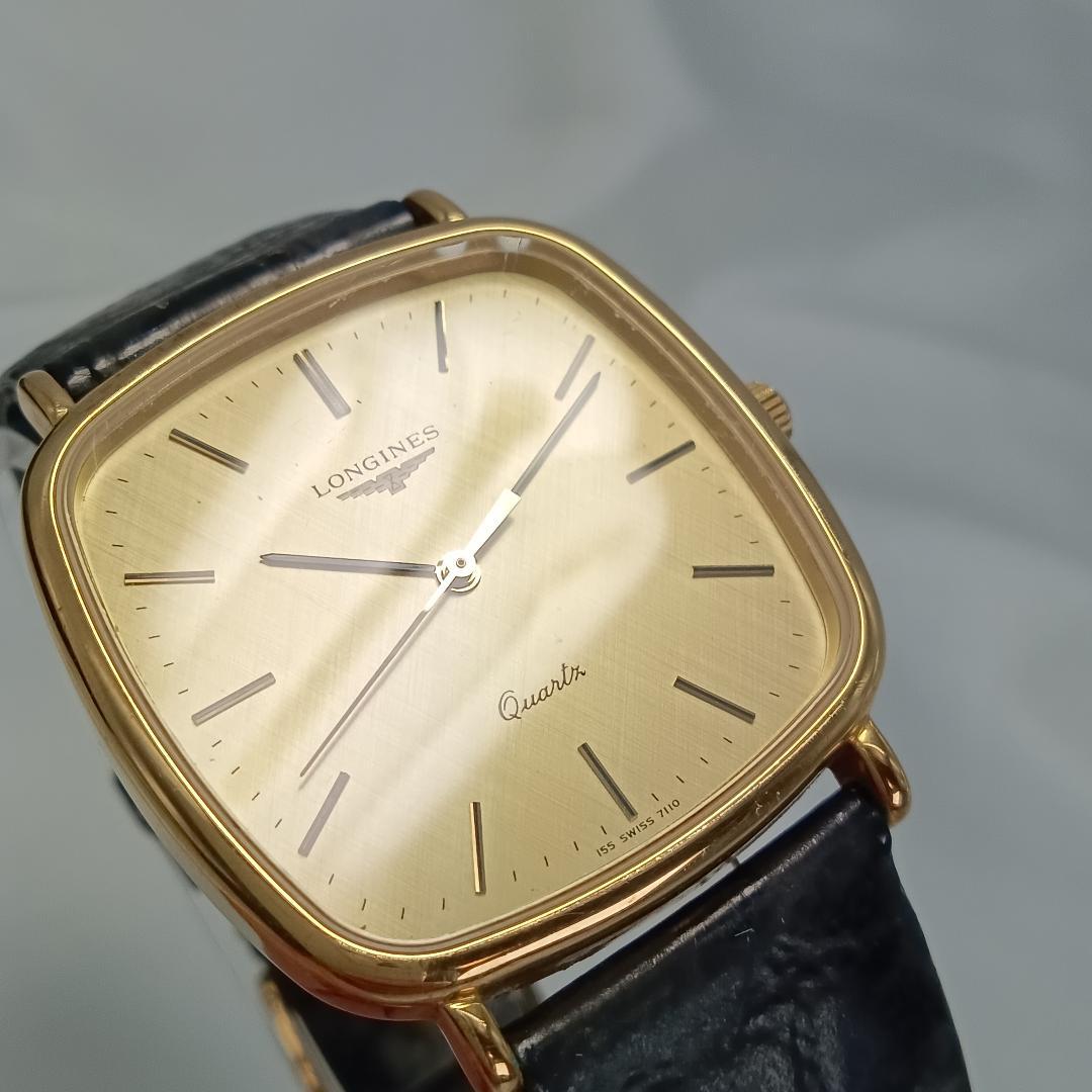 【電池交換済】LONGINES ゴールド スクエア 腕時計 メンズ 155710