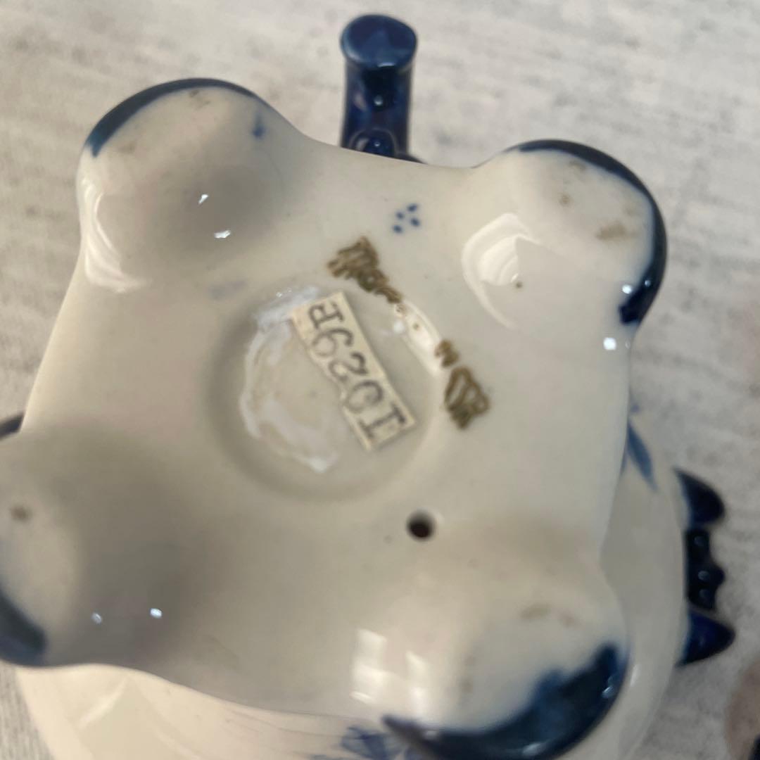 【値下げ】ロシア　グジェリ焼き　陶器 サモワール　ティーポット　ブルー　ペア