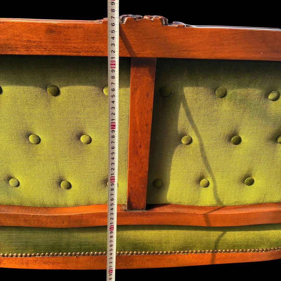 美品】猫足 アンティークソファ マホガニー サロンチェア グリーン