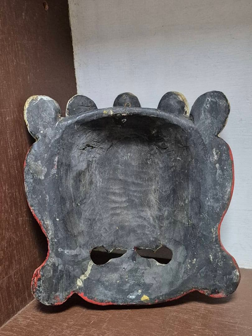 三目鬼面 鬼面 縁起面 木彫 彫刻 祭り お面 仮面 伝統芸能 飾り面
