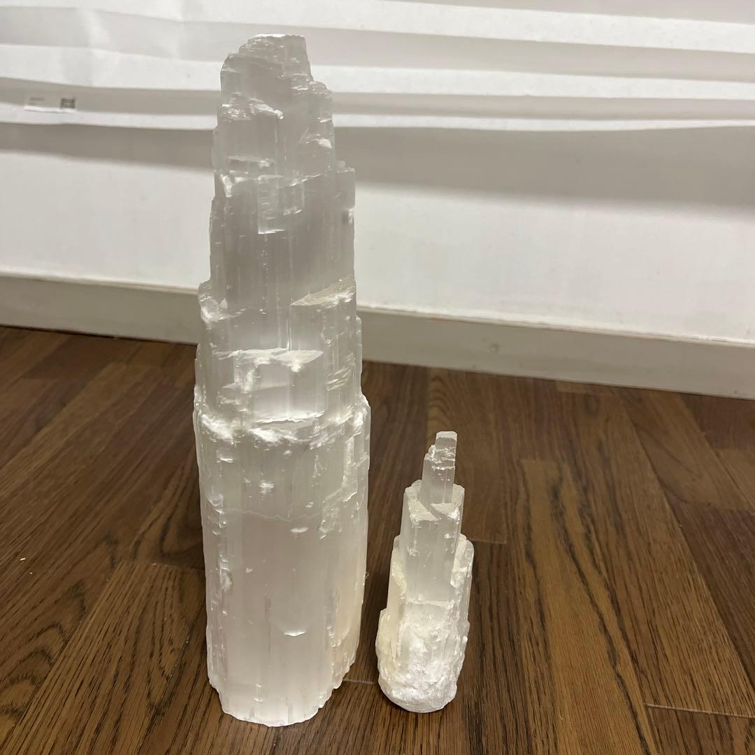 セレナイトタワー丈30.5cm 底7×9cm＋丈14.8cm底4.5×4.0cm