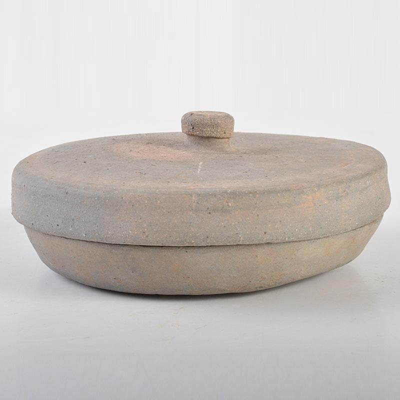 朝鮮美術　須恵器　新羅土器　新羅無釉土　合子　盒子　時代箱付　V　R7091