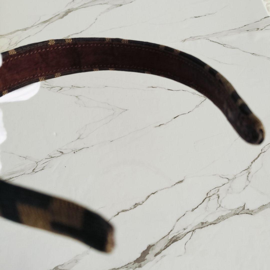 美品☆FENDI フェンディ☆ロゴ ヘアバンド/カチューシャ ブラウン ズッカ