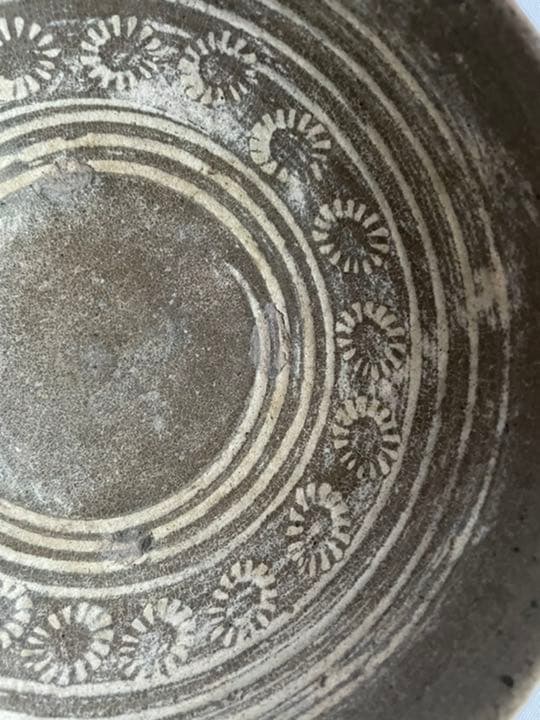 李朝　三島　粉青　印花鉢