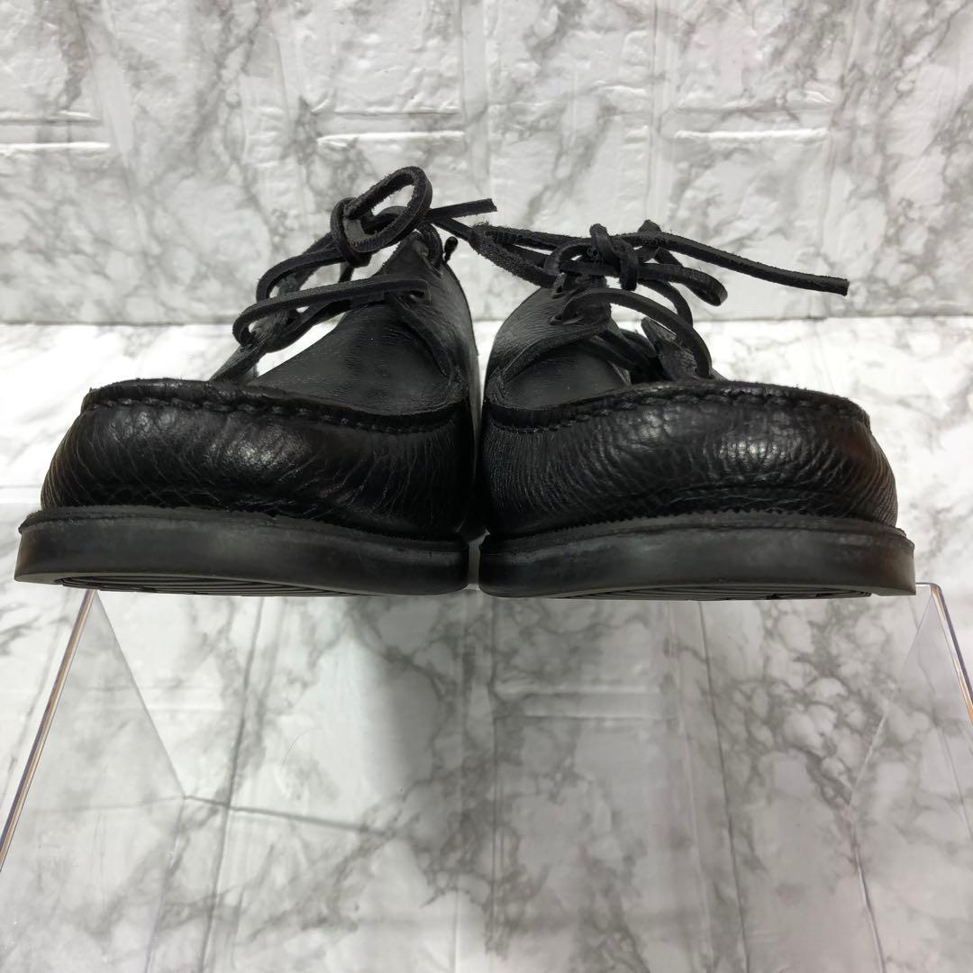 【paraboot】パラブーツ　黒 レザー モカシン デッキシューズ　シボ加工