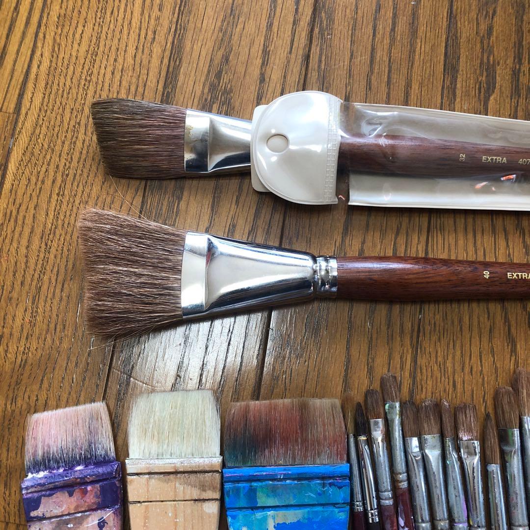 名村油彩筆25本ラファエル・レンブラント・刷毛【34本セット】オイル3本セット