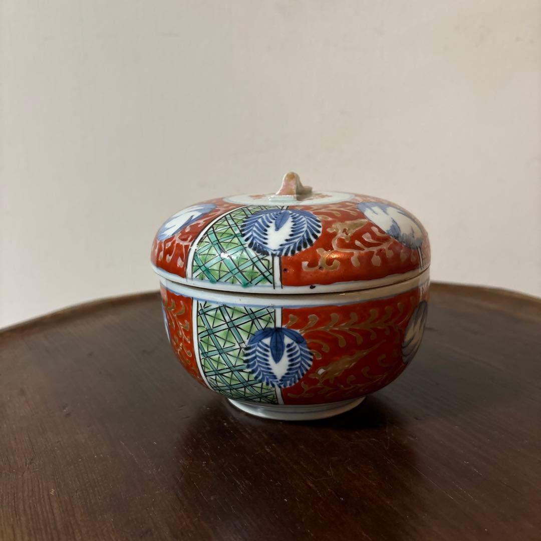 古伊万里　菓子器　蓋物　明治前後　喰籠　古道具　アンティーク　骨董　李朝