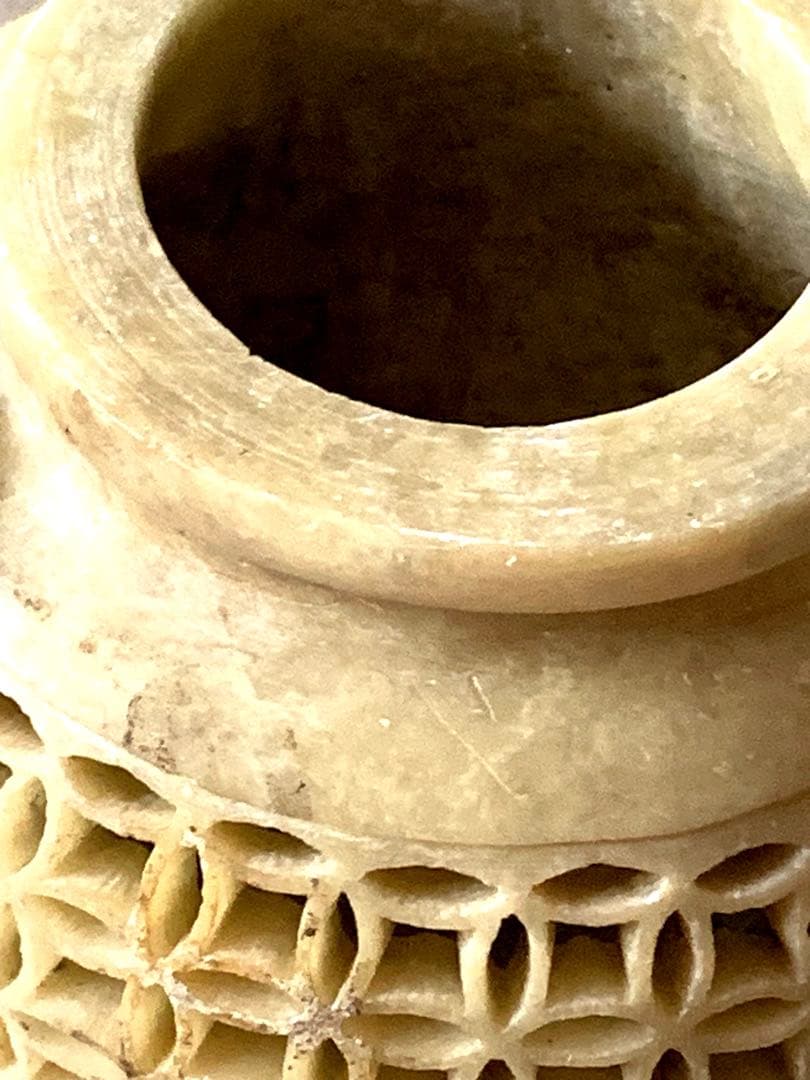 中国』天然石 青田石 骨董彫刻アンティーク 獅子鈕蓋爐 超大香炉 置物(5)