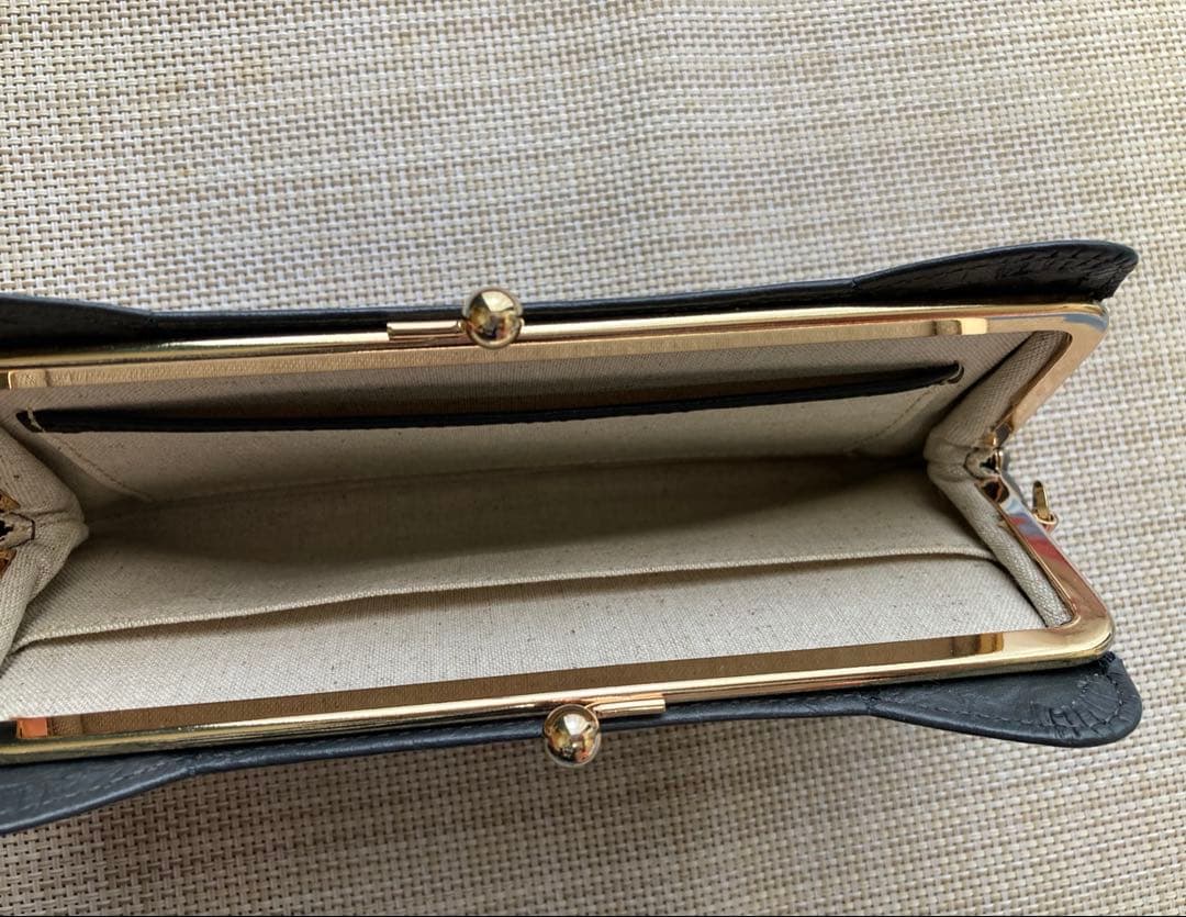 aoneco がま口　長財布　小銭入れ&カードケース付き