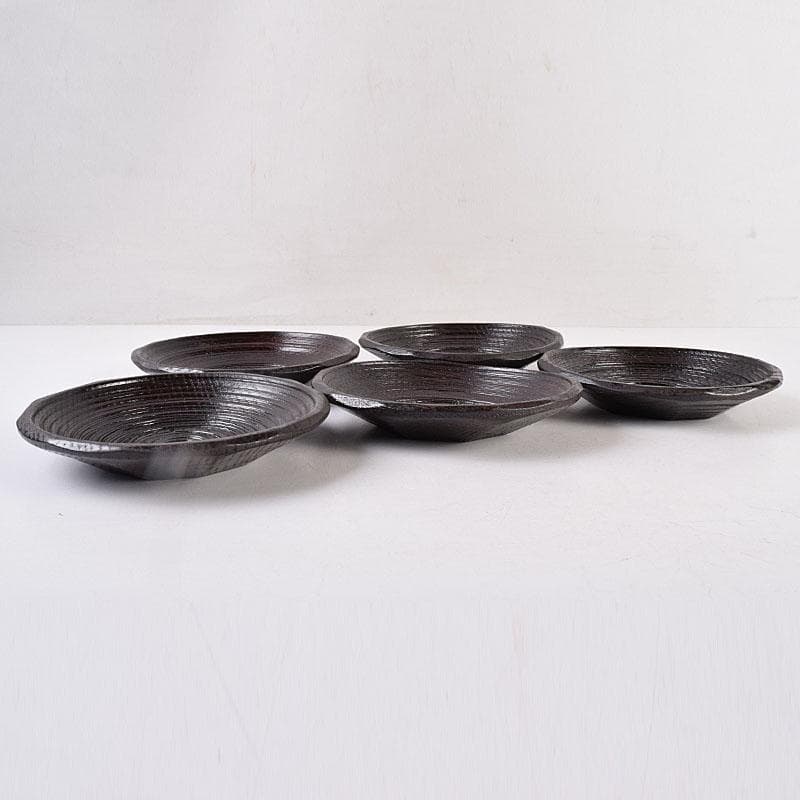 煎茶道具 漆芸家 村瀬治兵衛作 本漆 沢栗 茶托 五客