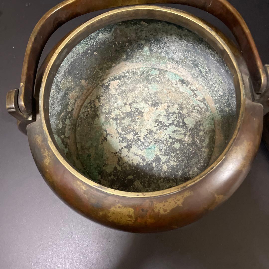 特大　 斑紫銅　鳥透かし香炉　火鉢10