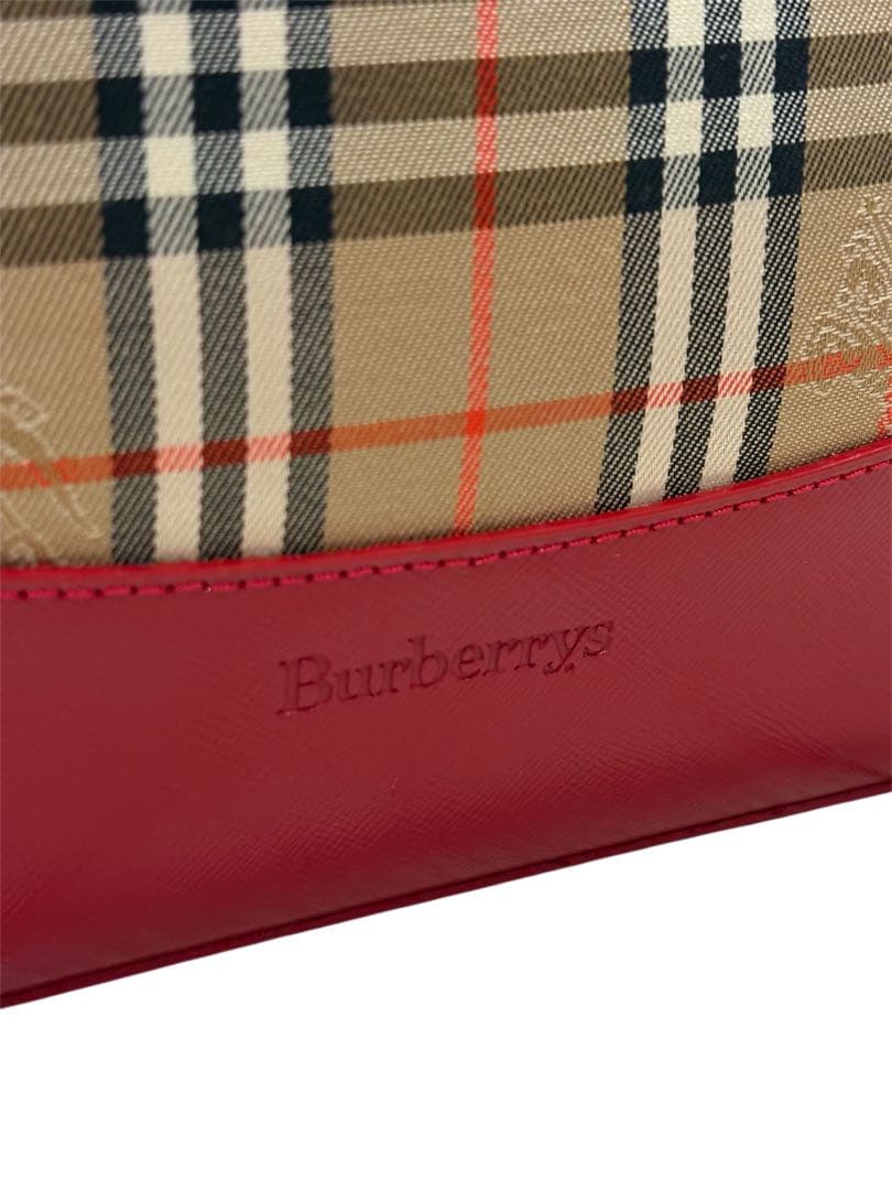 超希少 極美品 BURBERRYS バーバリーノバチェック ハンドバッグ レッド