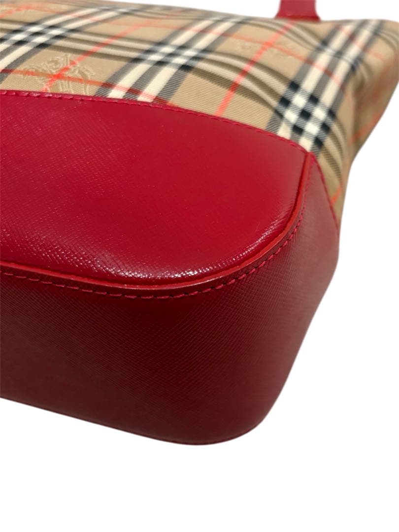 超希少 極美品 BURBERRYS バーバリーノバチェック ハンドバッグ レッド