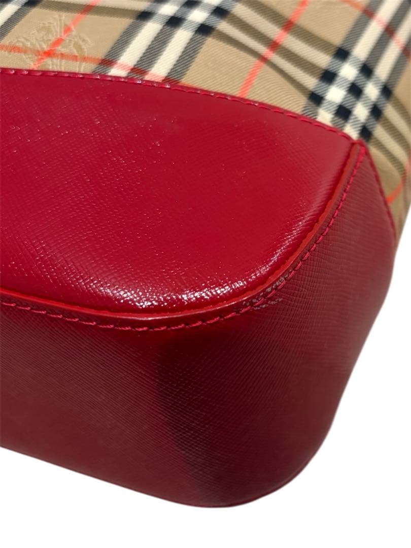 超希少 極美品 BURBERRYS バーバリーノバチェック ハンドバッグ レッド