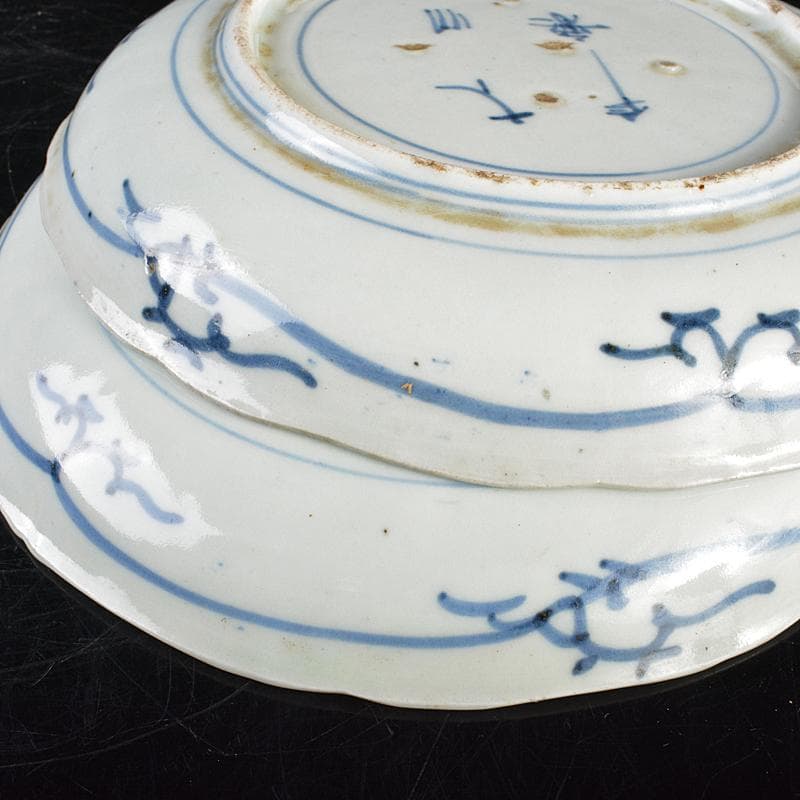 伊万里焼　古伊万里　染付　松竹梅文　皿　八客　V　R5169