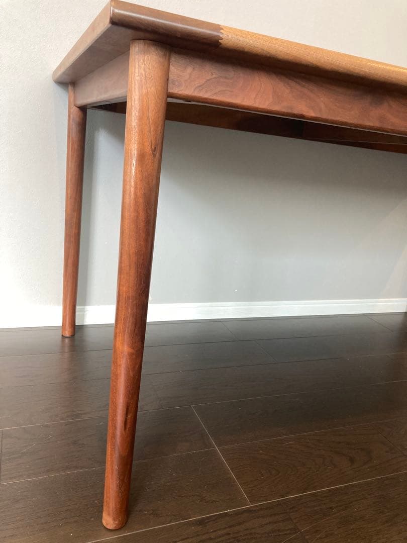 美品　宮崎椅子製作所　MMテーブル　ウォールナット無垢　オイル　丸脚