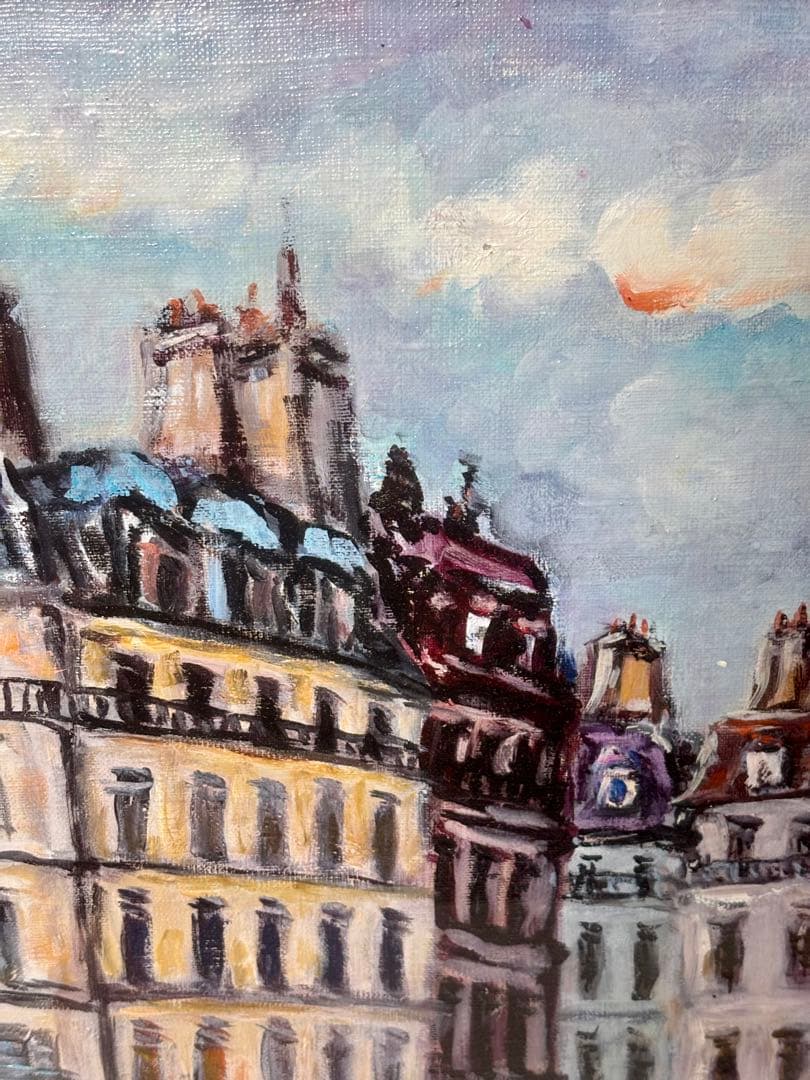 原良治「パリーの街」油彩画 直筆サイン - メルカリ