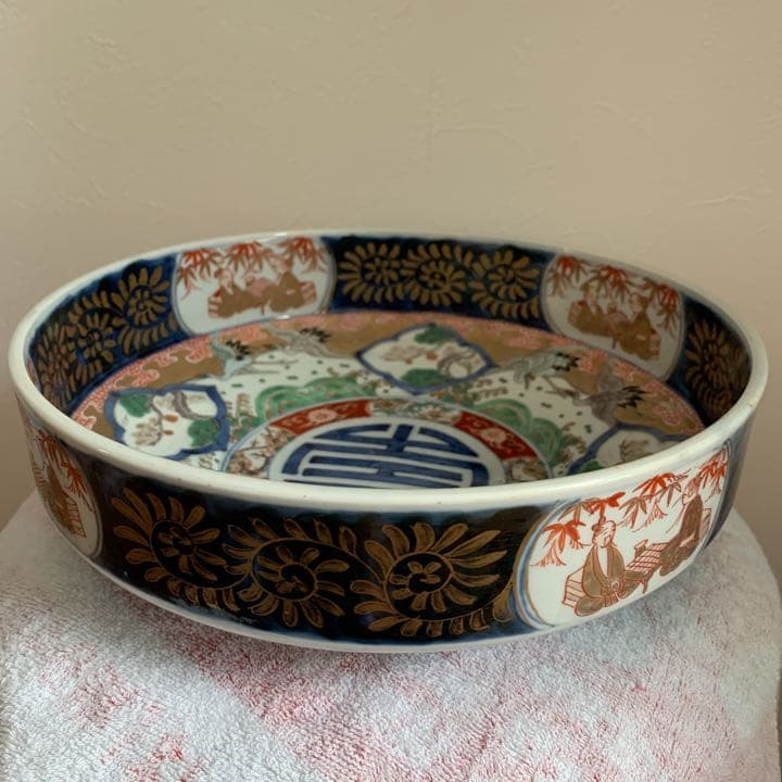 ◆本日限定大特価◆古伊万里 有田焼 大皿　大鉢　幕末〜明治期　色絵　吉祥