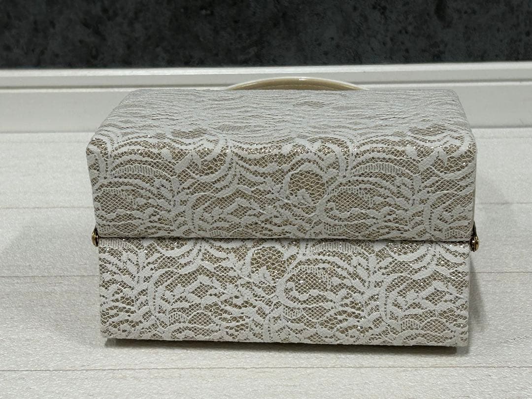和装バッグ　ベージュ系　レース