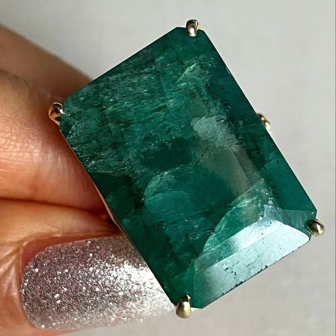 訳あり32ctグリーンベリルリング・指輪ゴールドK18金ゴールド 匿名配送