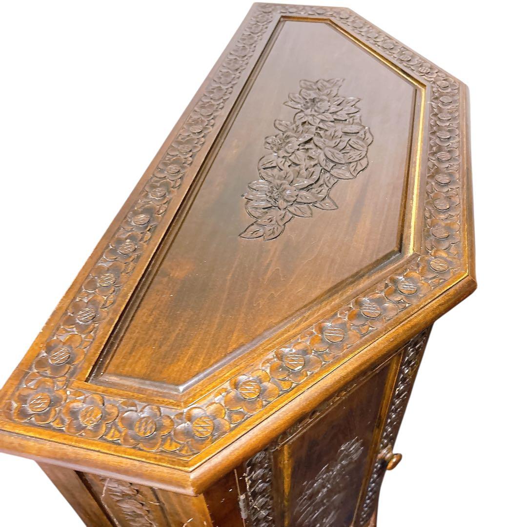 アンティーク 彫刻 チェスト 引き出し 4段 サイドボード キャビネット