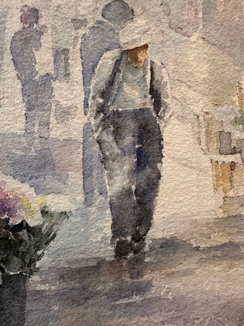 水彩画原画額装　パリの景色