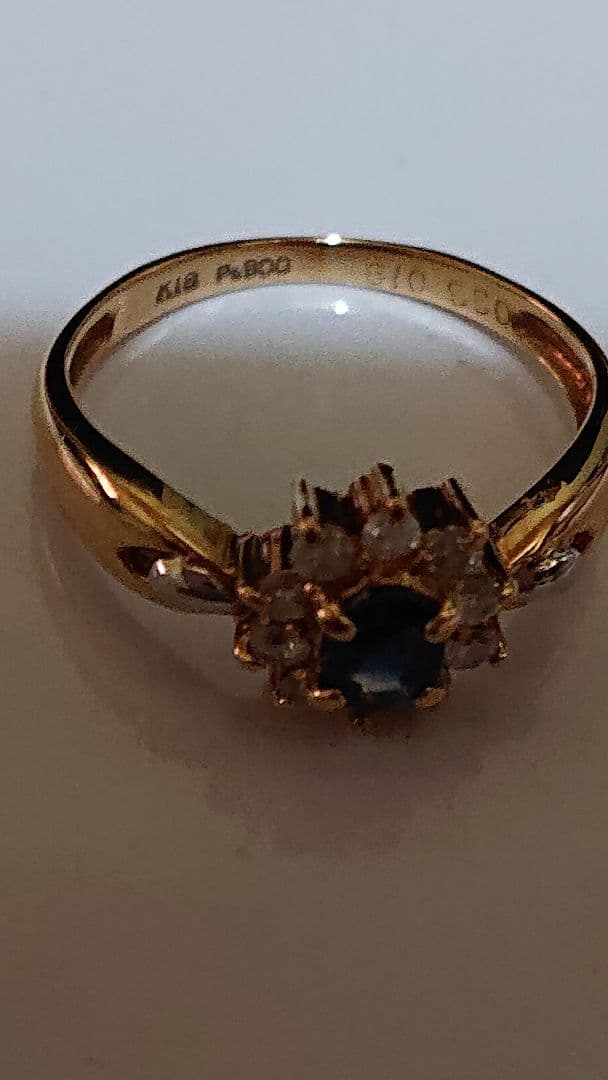 k18 pt900コンビフラワーモチーフリング