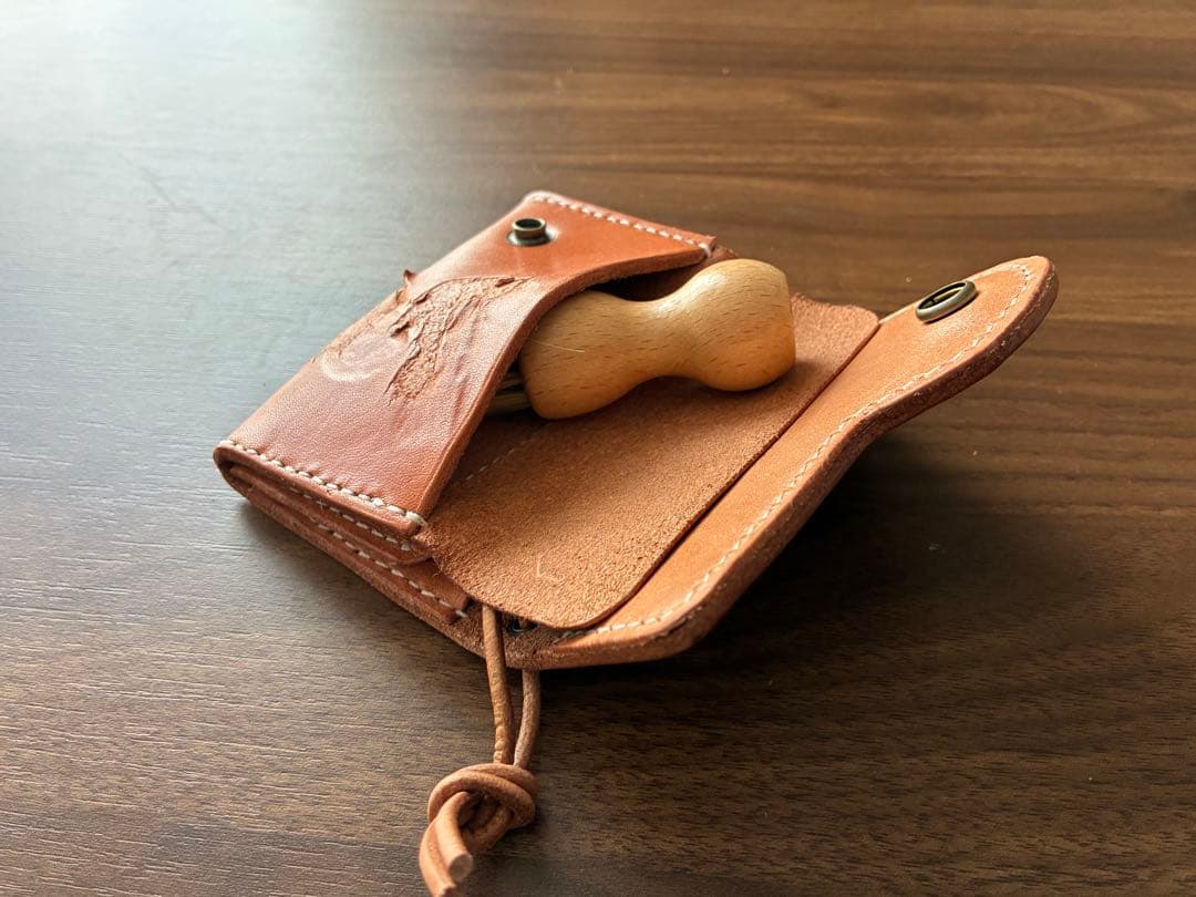 焼印　栃木レザー（サドル）　ナチュラル　コンパクト財布　ヌメ革