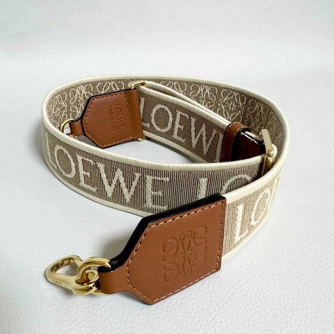 LOEWE / アナグラム ストラップ ジャガード＆カーフ ナチュラル/タン