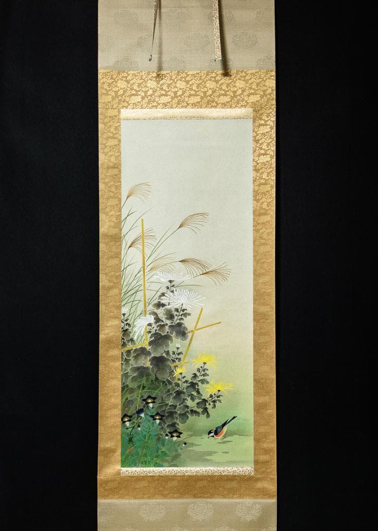 掛軸-1324　堤不羈　万葉四季　4幅対　共箱