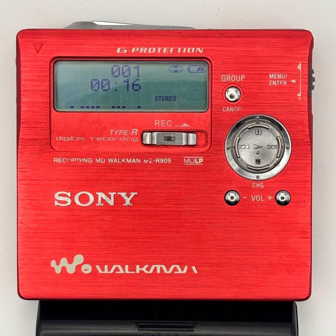 SONY MZ-R909 ソニー MDウォークマン レッド MDレコーダー - メルカリ