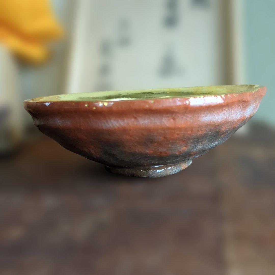 嶋台茶碗 金銀 茶道具 茶碗 セット 銀色 赤色 陶器 慶楽 木箱 在銘