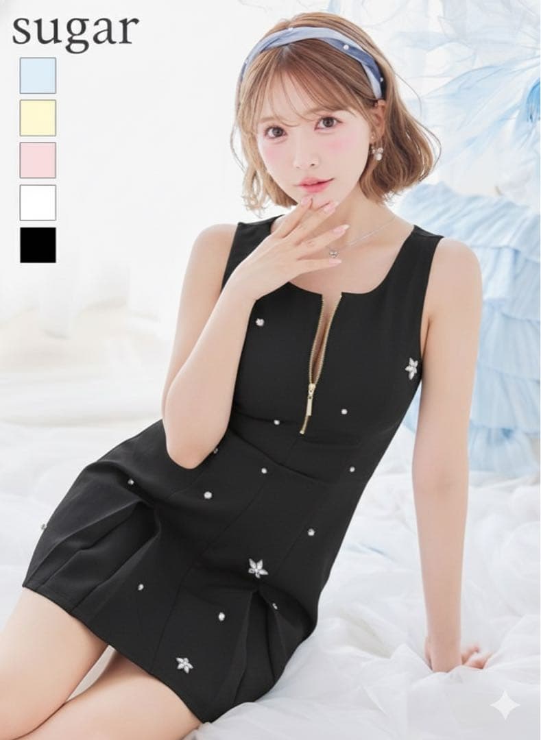 新品　robe de fleurs ドレス　M ブラック　シュガー