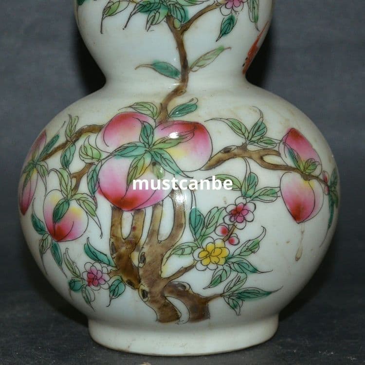 九桃ひょうたん瓶一対 景徳鎮 陶磁器 装飾品 現代工芸品 美術品