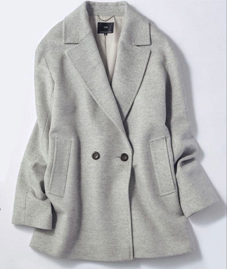 23区 ウールアンゴラビーバーチェスターコートライトグレー系