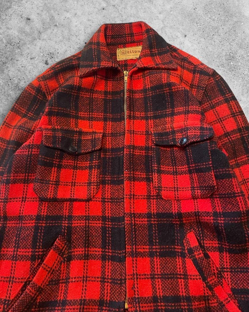 70s MELTON USA製 ウールジャケット チェック メルトン 38 M