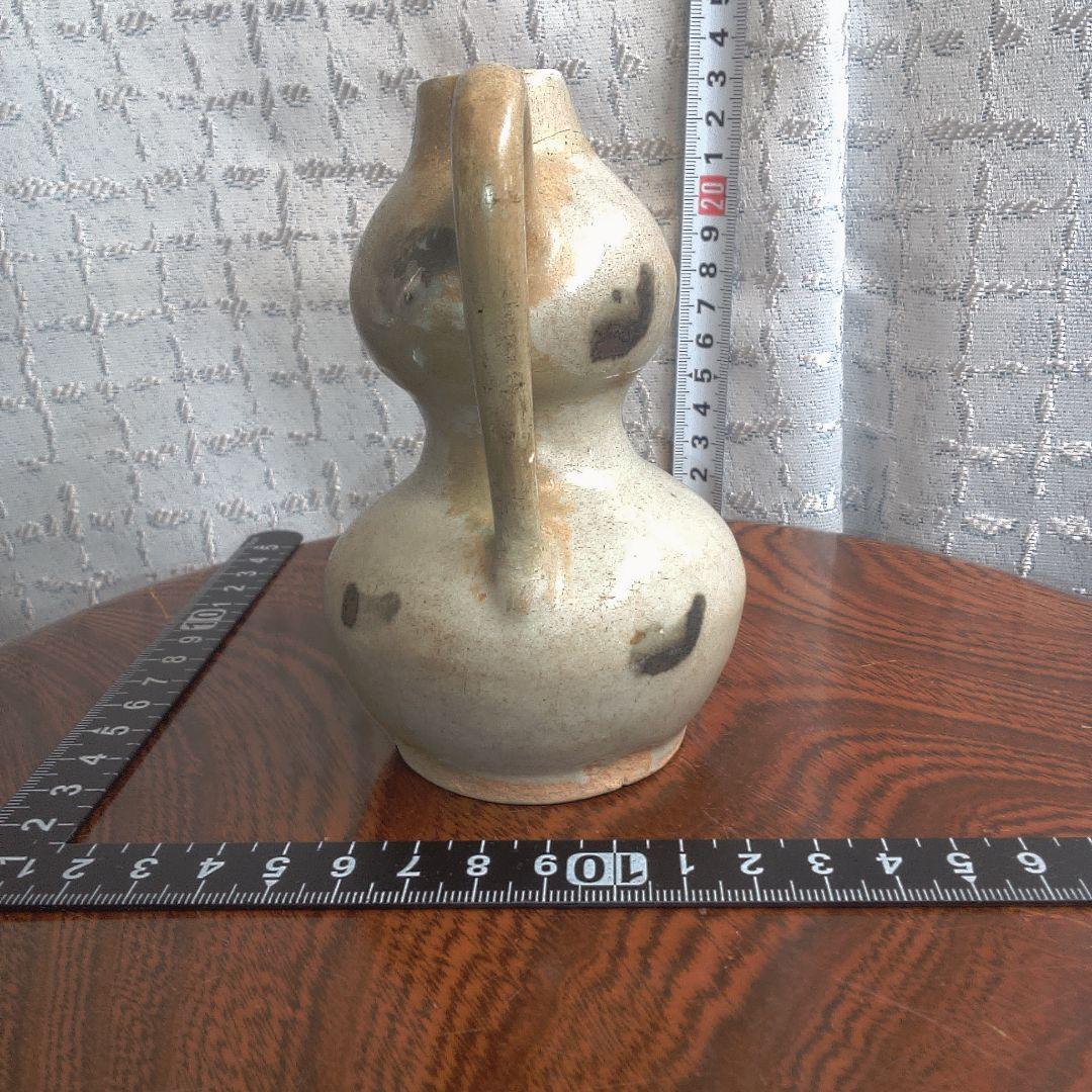 骨董6手作り陶器壺、二重ボディ