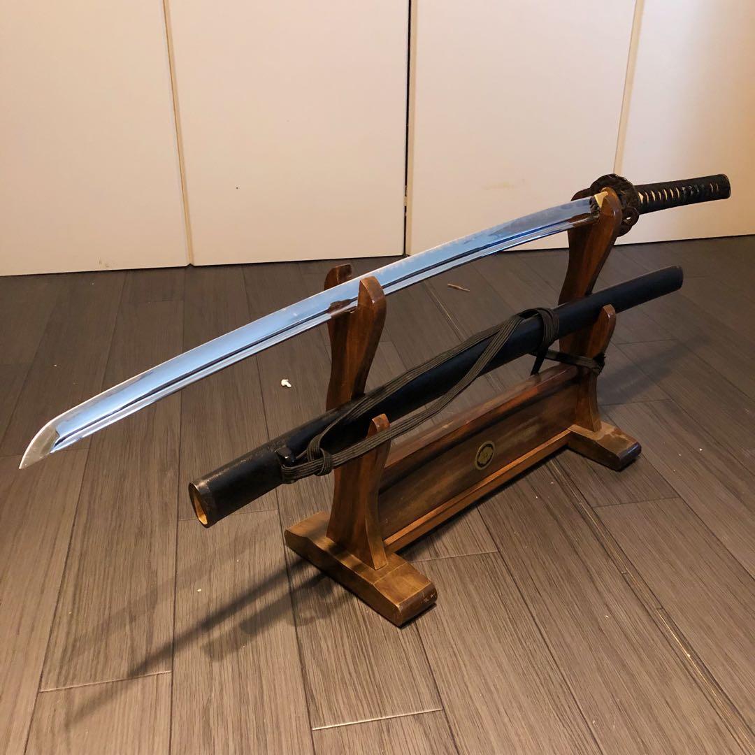 高級模造刀　居合刀　樋入り刀身　黒拵え　亜合金刀身