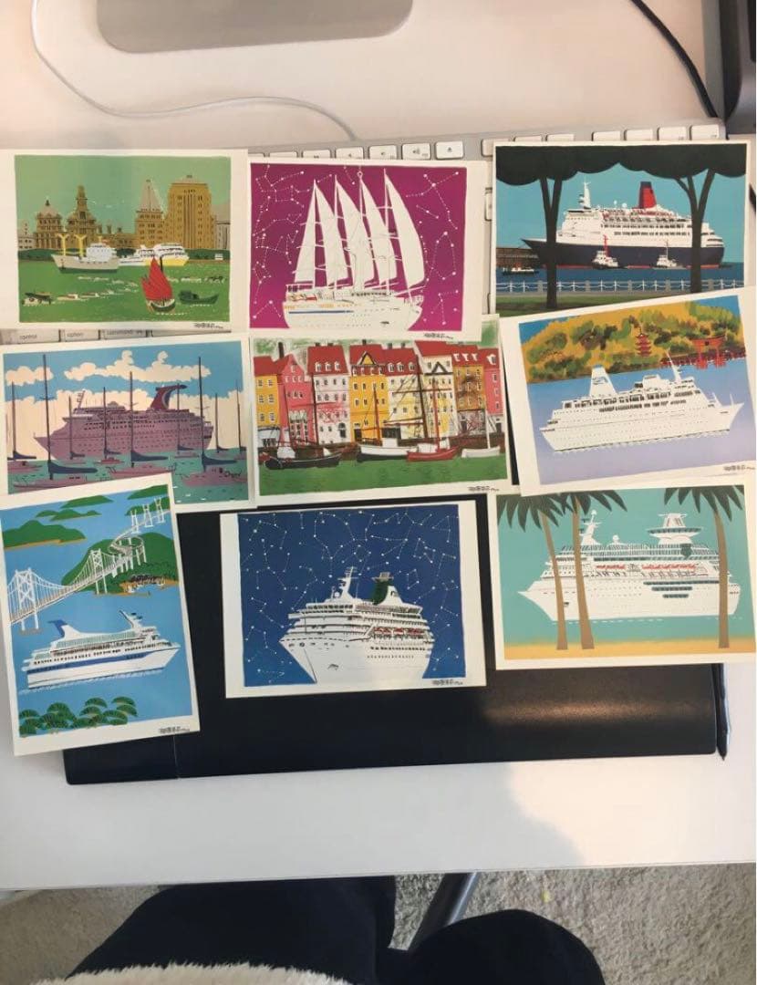 柳原良平　色紙　サイン入り　+ ポストカード