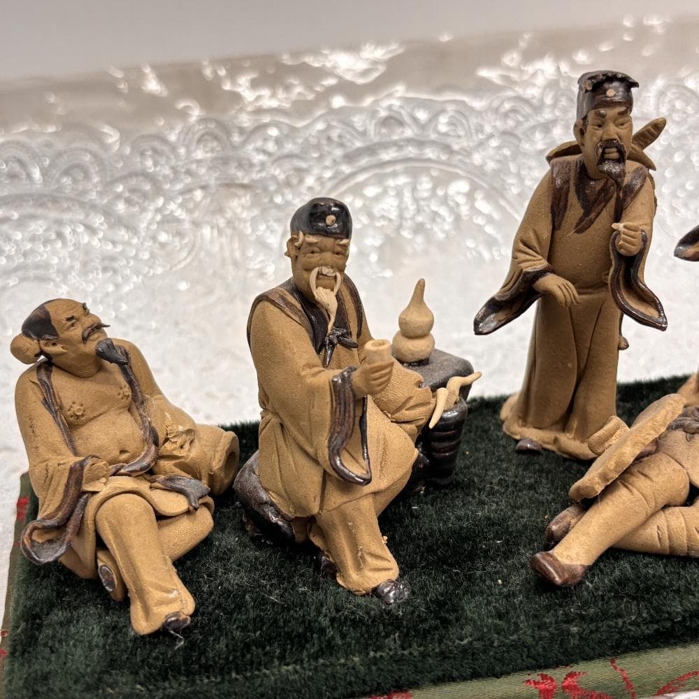 難あり 中国伝統美術工芸品 石湾陶器 八仙人 陶器豆人形 細密細工